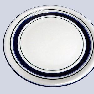 Vintage Tienshan Blue White Stoneware Dinner Plate, Country Crock