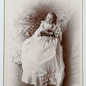 Victorian Baby Cabinet Photo in Christening Gown Antique Carte de Visite