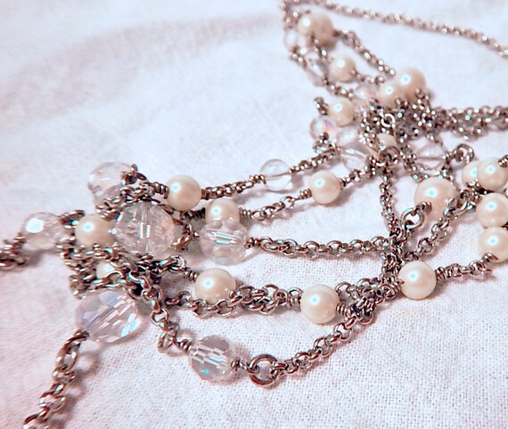 Floating Crystal Necklace     Layered and Long   … - image 3