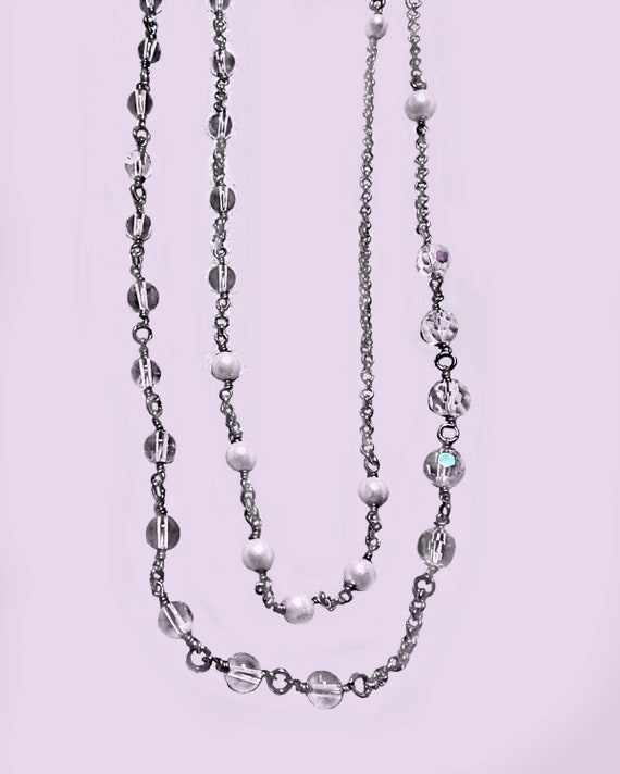 Floating Crystal Necklace     Layered and Long   … - image 1