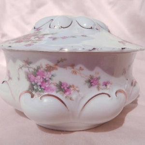 Vintage MZ Austria Ceramic Trinket Box with Purple Lilacs