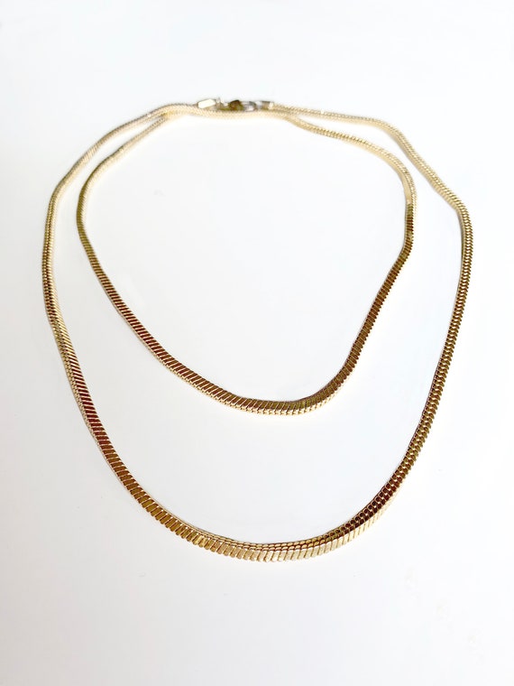 Round Snake Chain Necklace, Gold Plated  Choker, … - image 5