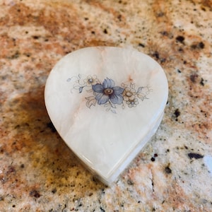 Hand Carved Italian Alabaster Jewelry Box for Earrings and More