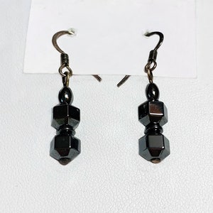 Elegant Sterling Silver Hematite Drop Earrings with French Hook