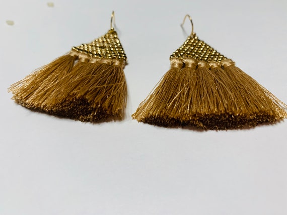 Silk Tassel Earrings,  Mini Tassel Earrings,  Thr… - image 3