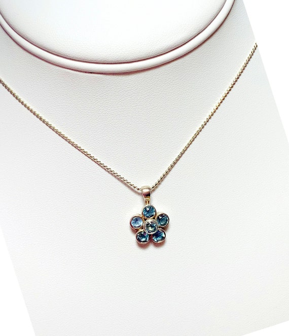 Blue Flower Necklace,  Aquamarine Crystal Necklace