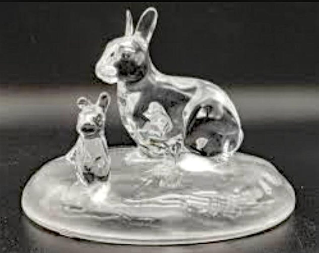 Lead Crystal Rabbit Cristal D'arques 24% Lead Crystal Rabbit Bunny Family Figurine, France ...