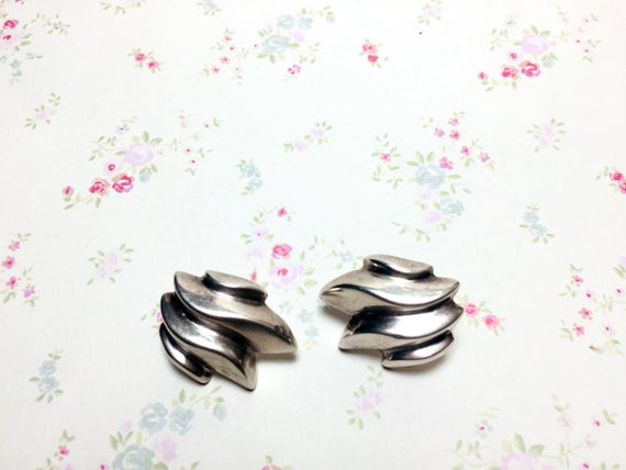 925 Solid Sterling Silver Earrings, Chunky Silver… - image 2