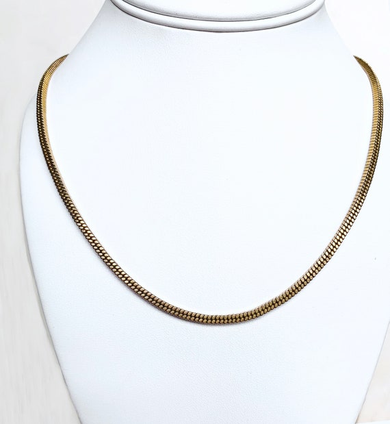 Round Snake Chain Necklace, Gold Plated  Choker, … - image 3