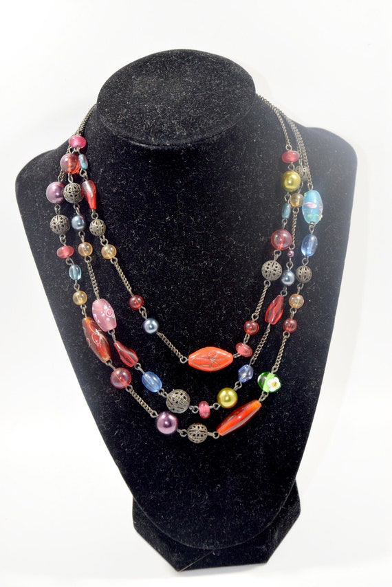 multi color bead necklace - Gem