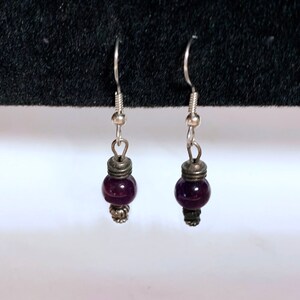 Vintage Amethyst Drop Earrings, Sterling Silver Boho Bridal Jewelry