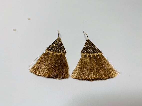 Silk Tassel Earrings,  Mini Tassel Earrings,  Thr… - image 1