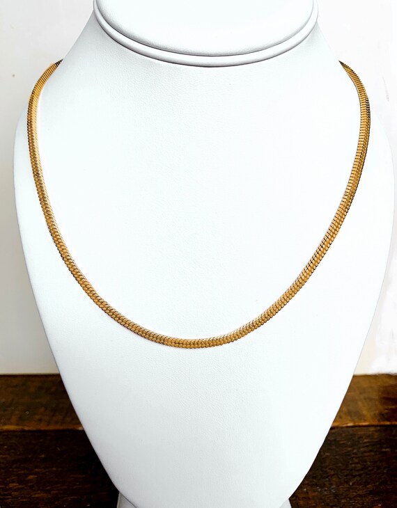 Round Snake Chain Necklace, Gold Plated  Choker, … - image 2