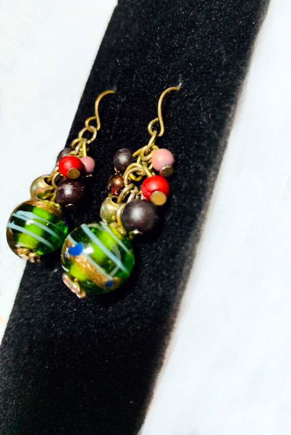 Olive Green Earrings,  Cascading Earrings,  Water… - image 3