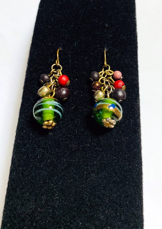 Olive Green Earrings,  Cascading Earrings,  Water… - image 6