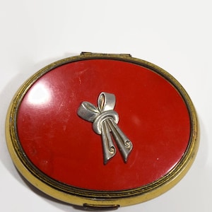 Espejo de mano antiguo de metal con forma de polvera, accesorio de maquillaje, regalo único