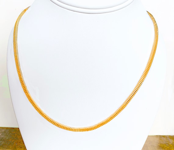 Round Snake Chain Necklace, Gold Plated  Choker, … - image 1