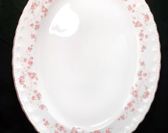 Vintage 15 Inch Florence Turkey Serving Platter by Pope Gosser in Pink Shabby Chic