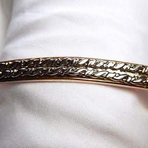Elegant Gold and Silver Textured Two-Tone Cuff Bracelet Twist Design Gift