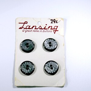 Vintage Black Swirl Etched Buttons on Lansing Cards - Unique Sewing Accents for Crafts & Clothing