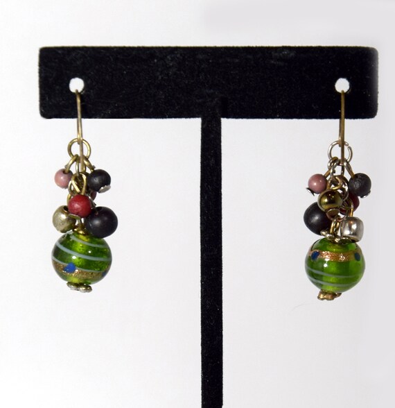 Olive Green Earrings,  Cascading Earrings,  Water… - image 2