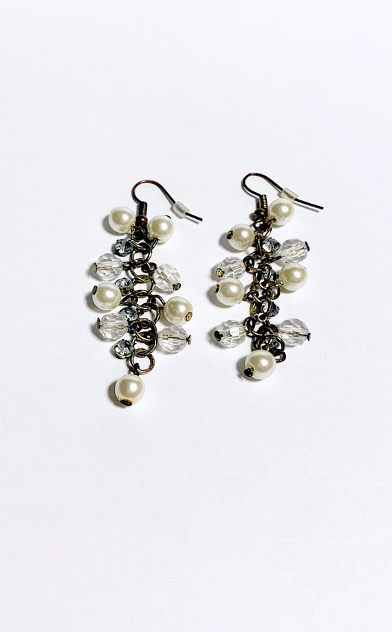 Long White Earrings, Chunky Crystal Earrings, Whi… - image 5