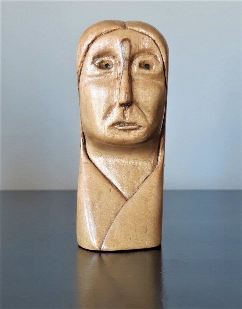 Vintage Indian Chief & Chieftainess Folk Art Wood Carvings / Etsy