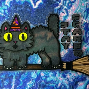 Stay Scared Cat Transparent Sticker