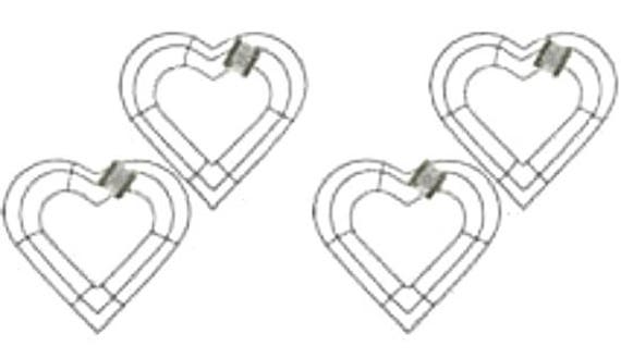 12/" Metal Wire Wedding FOUR 4 - Heart Shaped Wreath Memorial Frame Forms