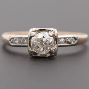 Art Deco Vintage 14K Gold Old European Cut Diamond Engagement Ring