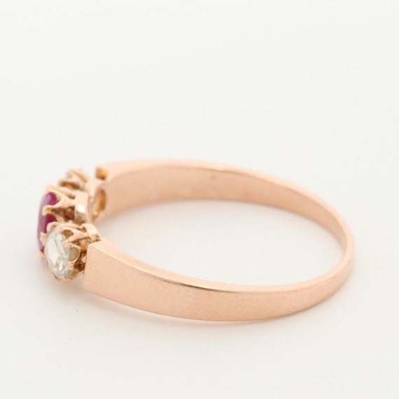 18K Rose Gold Ruby and Rose Cut Diamond Ring - image 5