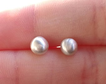 Silver Ball Stud Earrings, Recycled Sterling Silver, Simple Pebble Earrings, Dainty Minimalist Jewelry, Tiny Modern Studs, Hypoallergenic