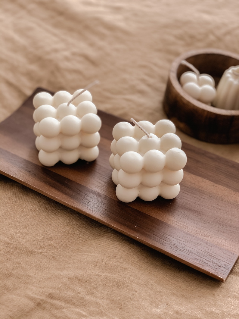 2 Candele A Bolle In Cera Di Soia - Cubo Profumato 5.5cm, Aromaterapia, Decorazione Camera - Foto 8