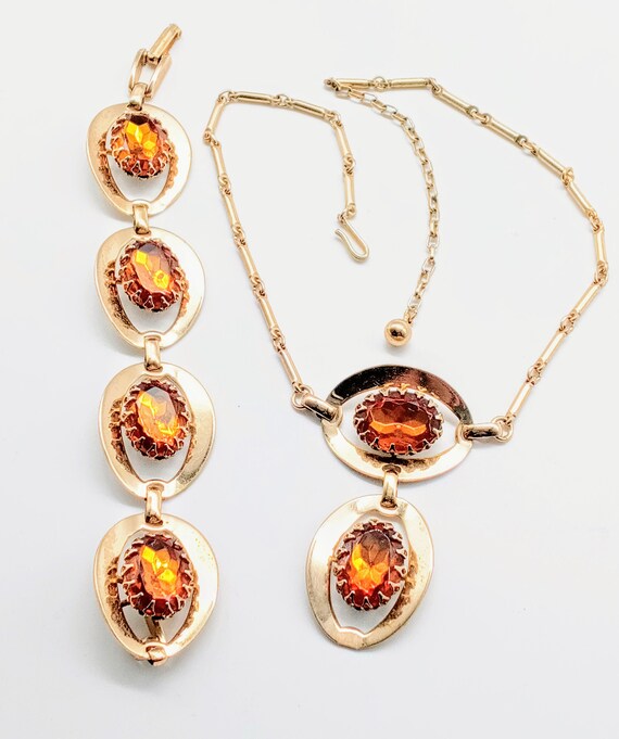 Vintage Sarah Coventry "Amber Glory" necklace brac