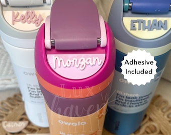 Owala Name Tag: Personalized Layered Acrylic Name Plate Topper with Adhesive Included