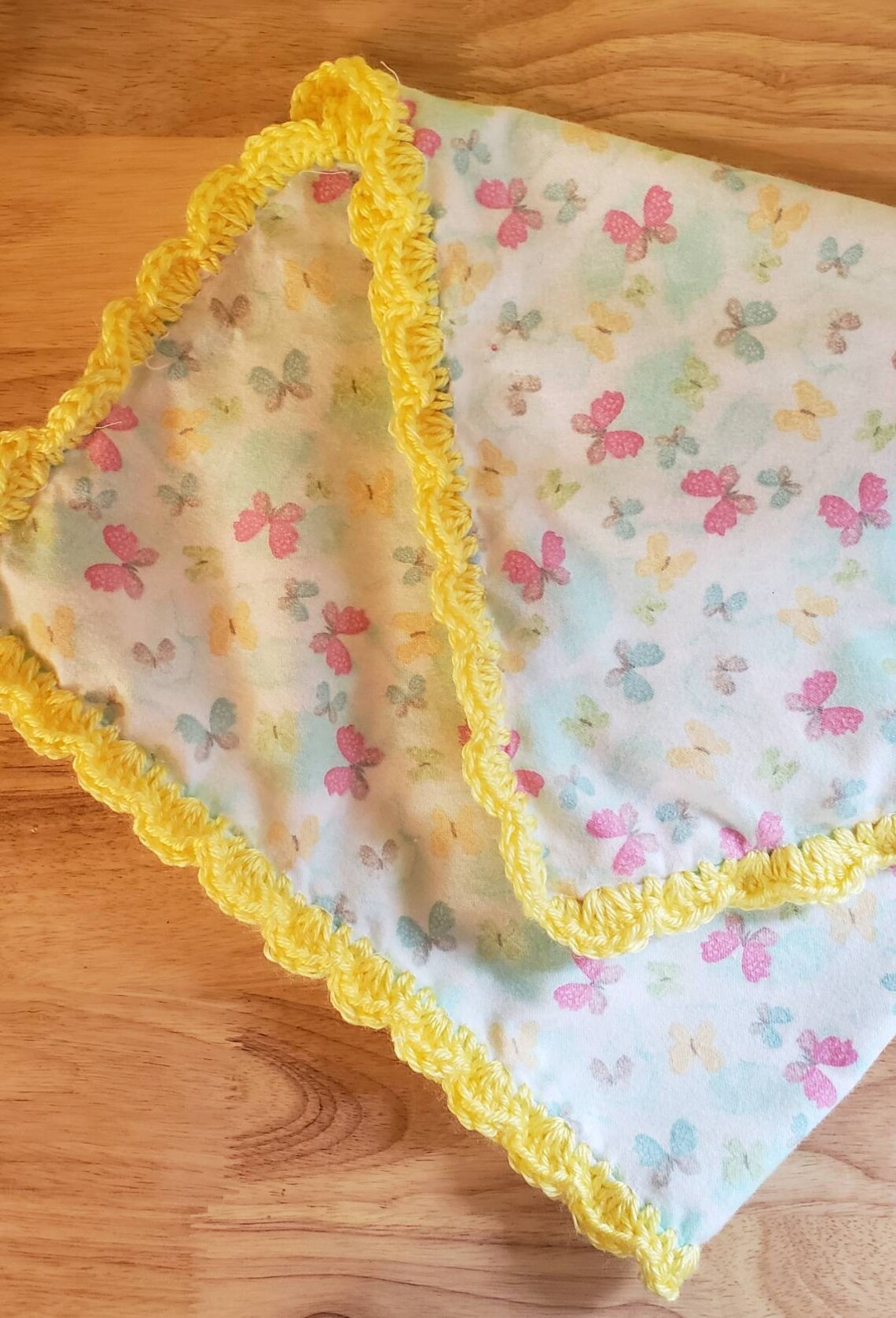 Flannel receiving blanket with crochet edge Etsy