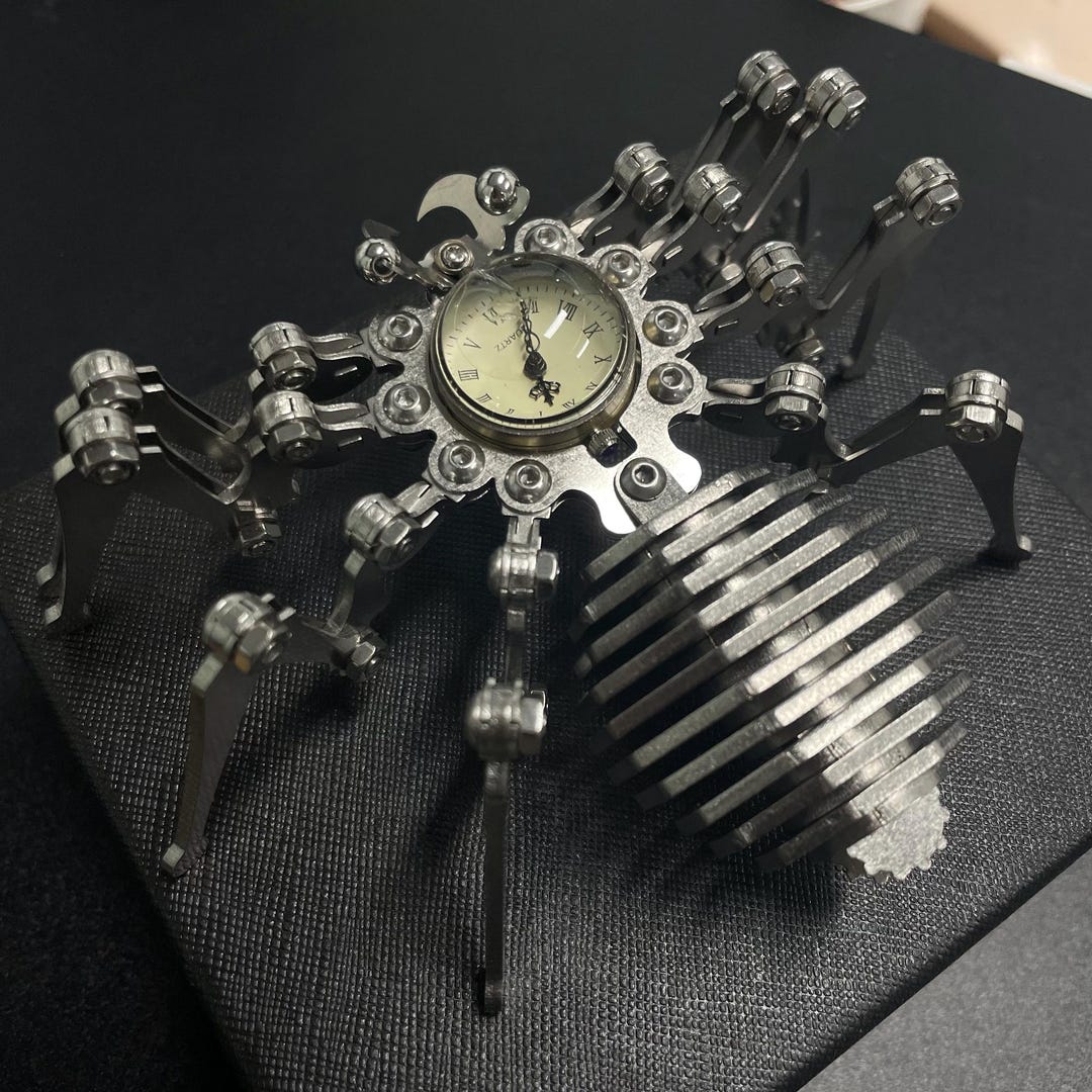 Stick Insect Clock Steampunk Insect Spider Clock Metal Core Spider Insect Metal Sculpture ...