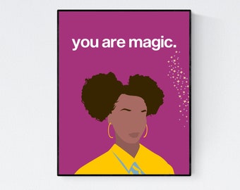 Kids Printable Art: Girls Affirmations - You are Magic - Black - Wall Art, room Decor,  *Instant Download *