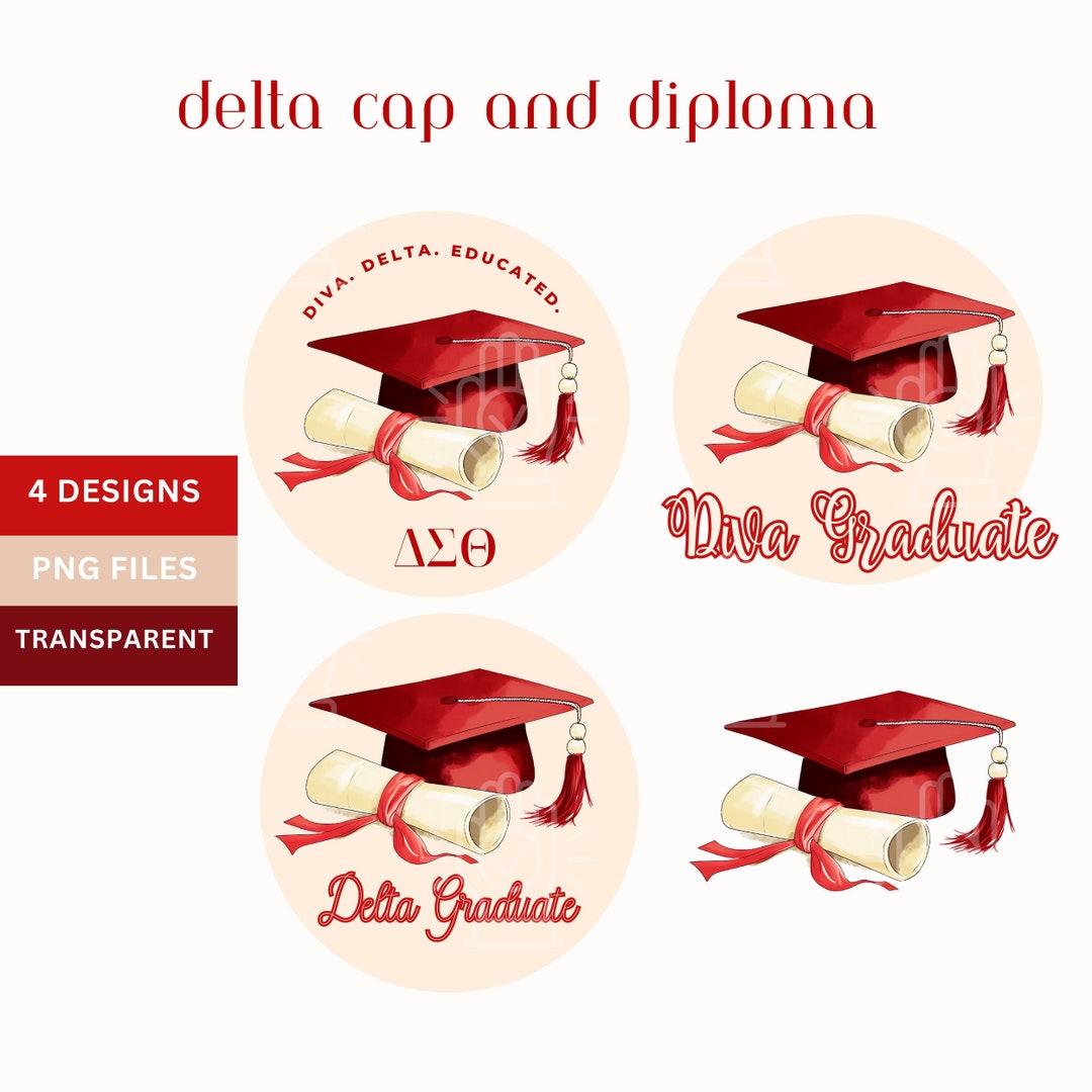Delta Graduation PNG, Crimson Red and Cream Delta Sigma Theta Colors