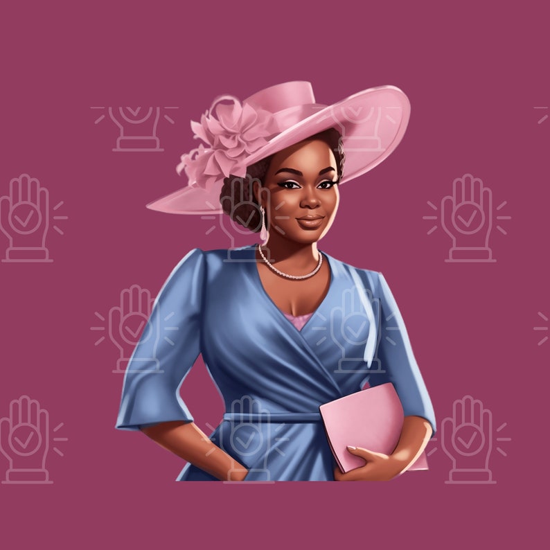 Church Woman Clip Art Black Girl With Church Hat Church Etsy