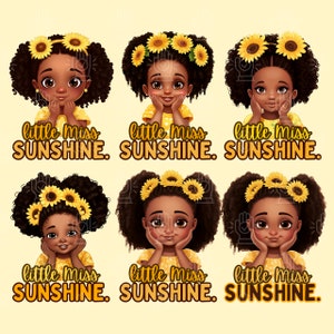 Lil Miss Sunshine Clipart, Little Black Baby Girl Clipart, Sunflower ...