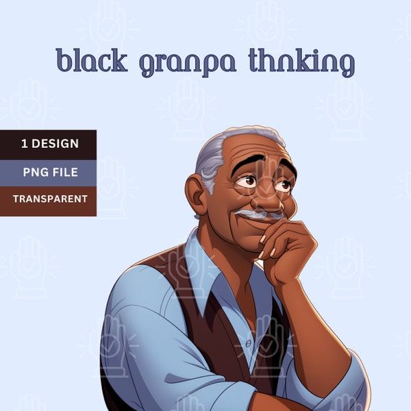 Black Grandpa Clipart, African-American Elderly Man, Grandfather, 1 PNG,  Cartoon Art, Book Illustration, Elderly, Old Adult Male, Elder