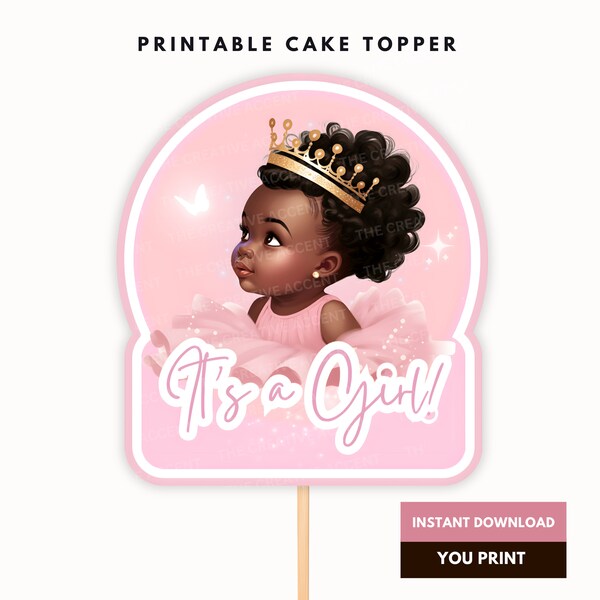African American Baby Girl Cake Topper Etsy
