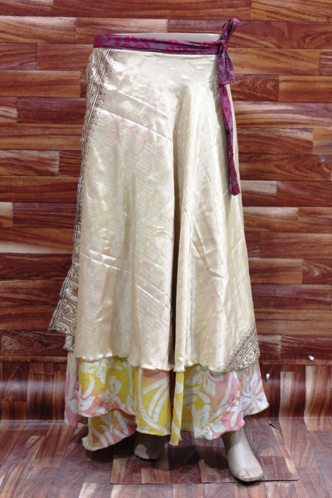 Vintage Sari Skirt Handmade Art Silk Sari Skirt Bohemian Etsy