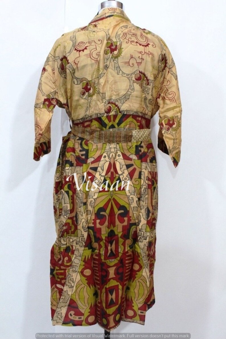 Vintage Silk Caftan Robe Handmade Pure Silk Sari Kimono Robe Vintage Night Gown Soft Bathrobe Women/'S Beach Wear Dress Silk Kaftan Robe