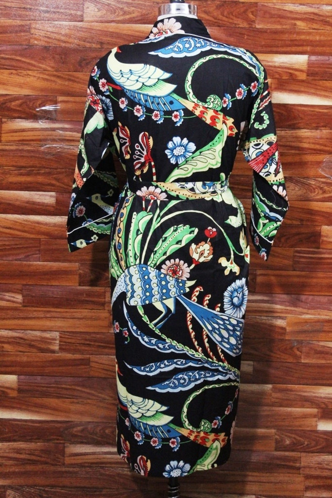 Cotton long kimono Beach cover up print night wear beach wear Etsy
