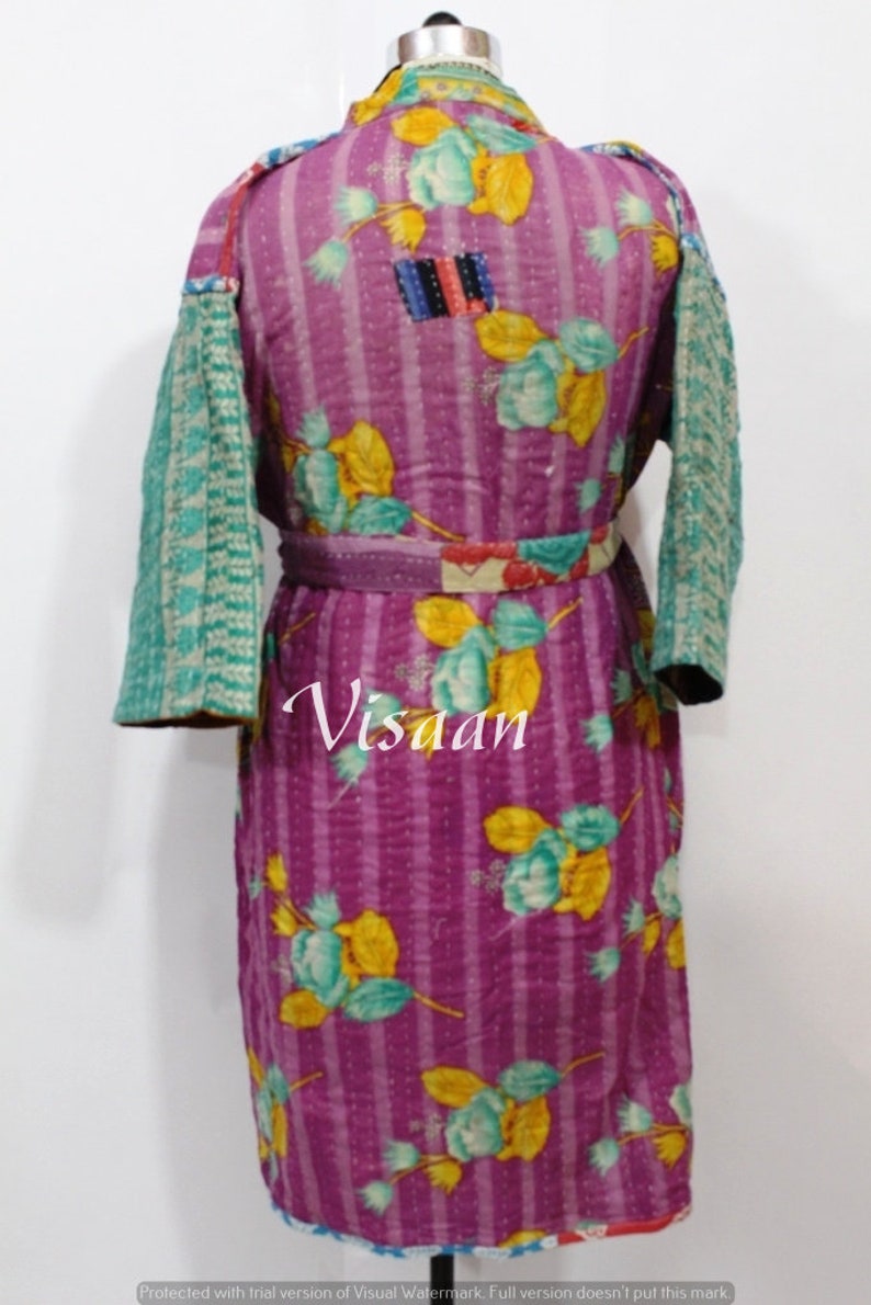 Kantha Jacket Winter Wear Indian Handmade Bath Robe Kimono Reversible Kimono Free Size Long Kimono