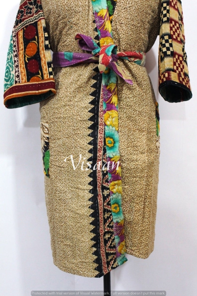 Kantha Jacket Winter Wear Indian Handmade Bath Robe Kimono Reversible Kimono Free Size Long Kimono