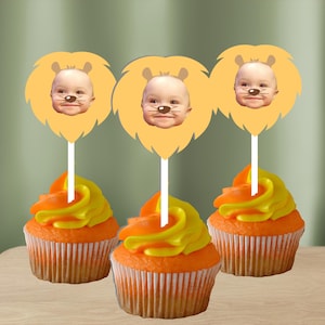 I&#39;m Not Lion, You&#39;re the Cutest! Personalized Face Photo Circus Jungle Forest Cupcake Toppers, set of 12, Free Shipping