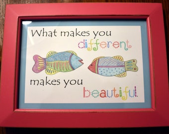 What Makes You Different Makes You Beautiful, pastel and pencil print